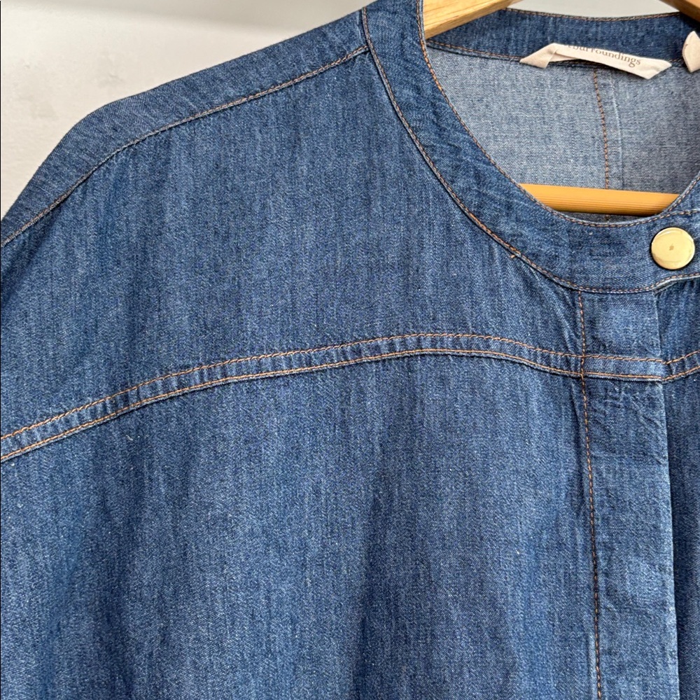 Soft Surroundings Denim Linen Blend Grotto Blouse, Size XL - Picture 2 of 11